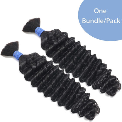 Deep Wave Bulk Human Hair for Braiding No Weft 100G (One Bundles) 100% Unprocessed Brazilian Virgin Human Hair Extensions Human Braiding Hair for Micro Braids Wet and Wavy Curly Deep Bulk 18 Inch