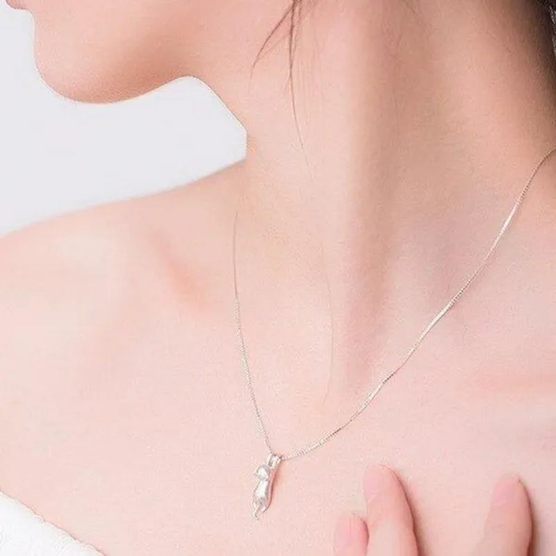 Genuine Cute Cat Pendant Necklace for Women Daily Casual Party Jewelry Gift