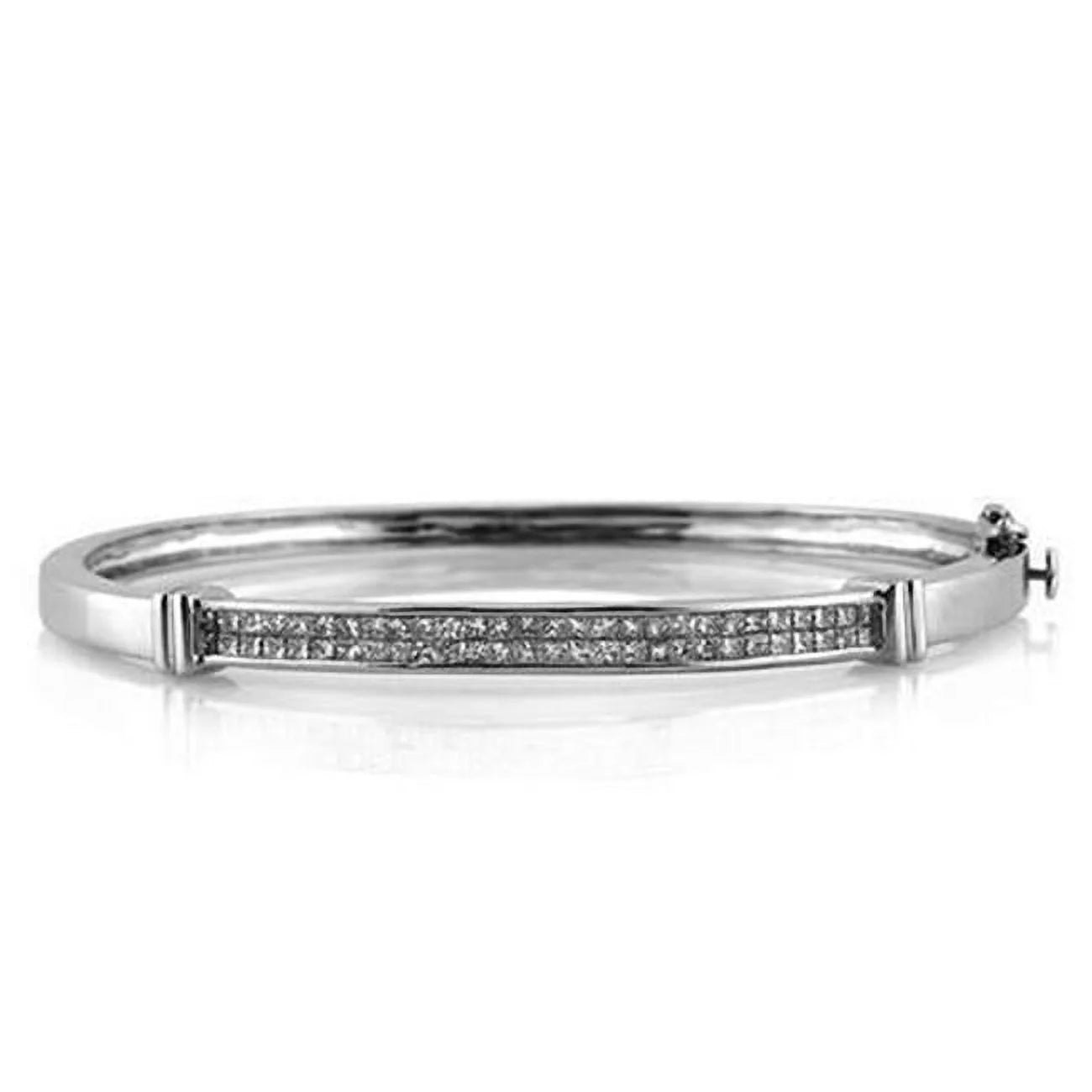 Enterprises 23471 3 CT Womens 14K White Gold Princess Cut Diamond Bangle - WORLD TIME VISITS