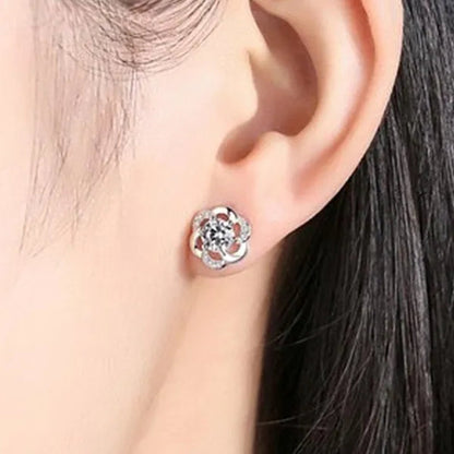 Fashion Diamond Flower Stud Earrings for Women Jewelry