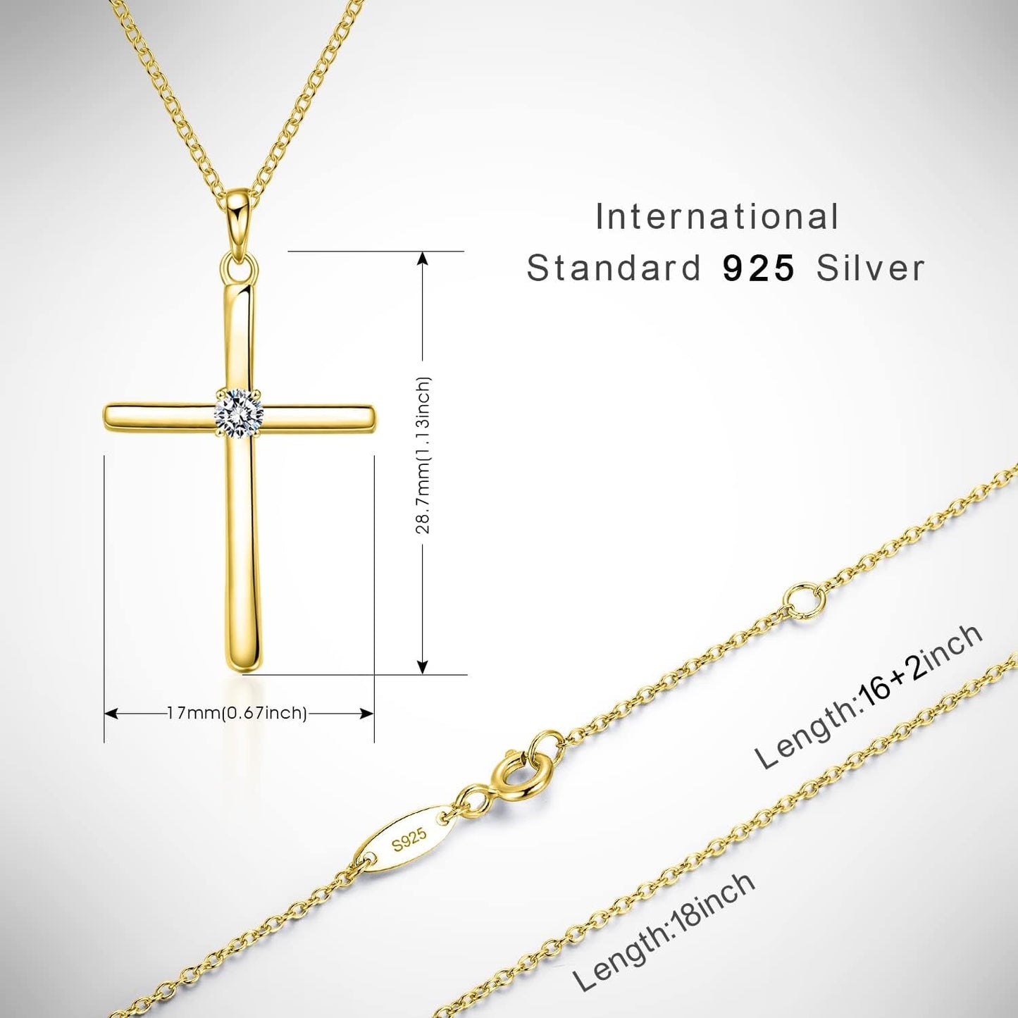 Cross Necklace for Women, Exquisite Gemstone, 18K Gold Necklace for Women, Gold, Cubic Zirconia - WORLD TIME VISITS