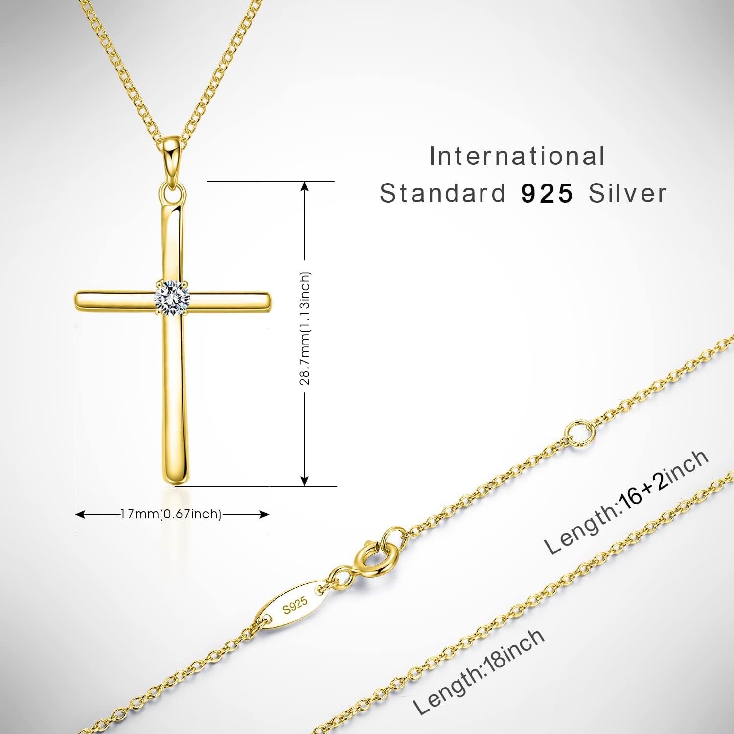 Cross Necklace for Women, Exquisite Gemstone, 18K Gold Necklace for Women, Gold, Cubic Zirconia - WORLD TIME VISITS