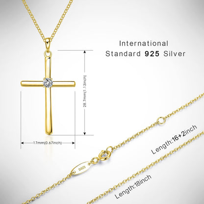Cross Necklace for Women, Exquisite Gemstone, 18K Gold Necklace for Women, Gold, Cubic Zirconia - WORLD TIME VISITS