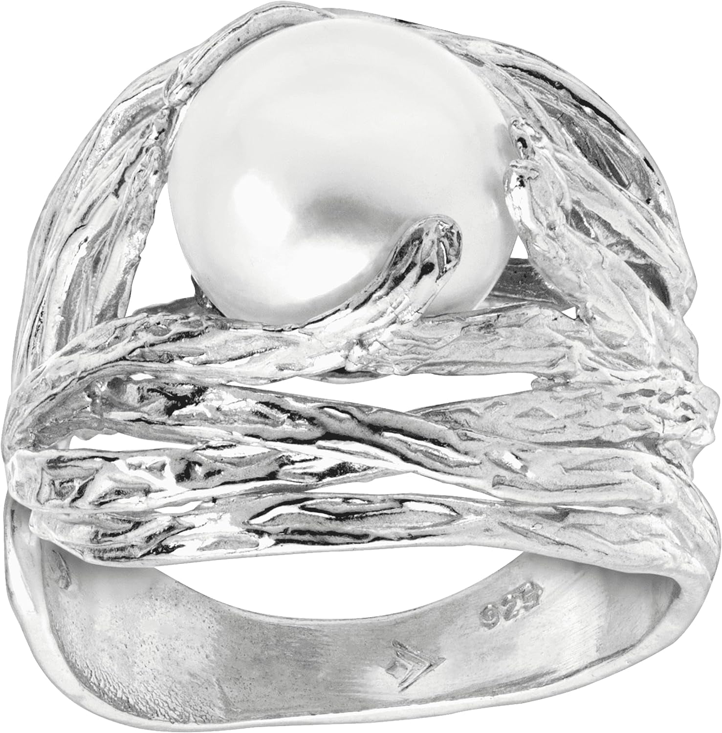 'Nested Cultured Pearl' 9.5-10 Mm Freshwater Cultured Pearl Ring in Sterling Silver - WORLD TIME VISITS