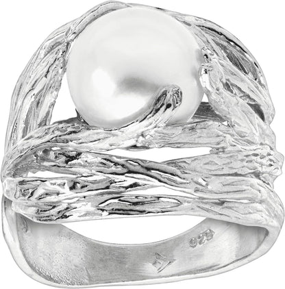 'Nested Cultured Pearl' 9.5-10 Mm Freshwater Cultured Pearl Ring in Sterling Silver - WORLD TIME VISITS