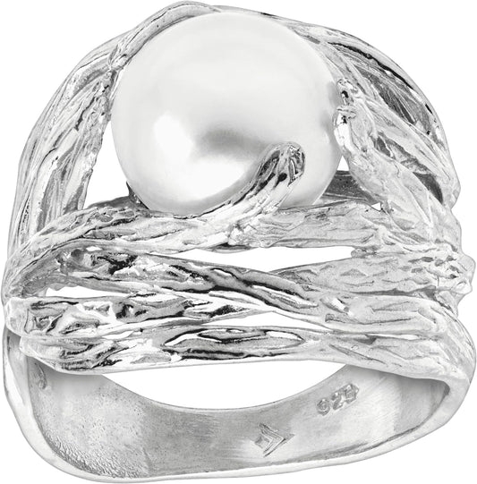 'Nested Cultured Pearl' 9.5-10 Mm Freshwater Cultured Pearl Ring in Sterling Silver - WORLD TIME VISITS