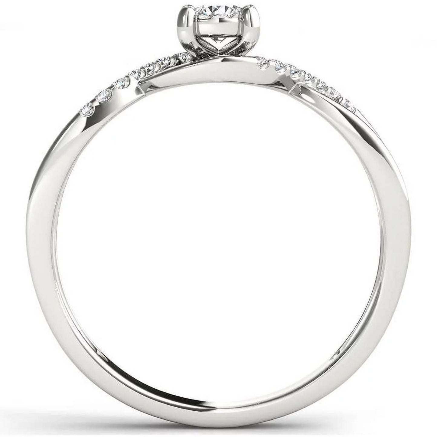 1/20 Carat T.W. Diamond Criss-Cross Shank Cluster 10Kt White Gold Engagement Ring