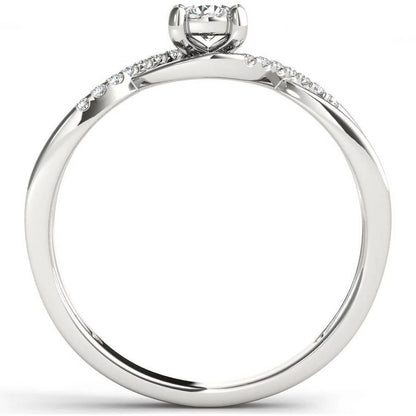 1/20 Carat T.W. Diamond Criss-Cross Shank Cluster 10Kt White Gold Engagement Ring
