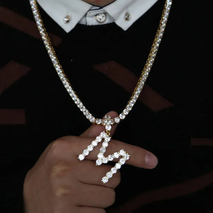 Men Hip Hop Iced Out Custom Name Tennis Letter Pendant Necklaces Cubic Zirconia Alphabet Charm Pendants Hiphop Women Jewelry