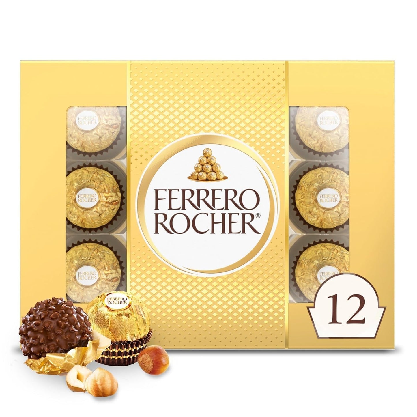 , 12 Count, Gourmet Milk Chocolate Hazelnut, Chocolate Gift Box, Individually Wrapped, 5.3Oz