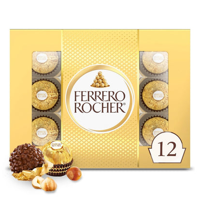 , 12 Count, Gourmet Milk Chocolate Hazelnut, Chocolate Gift Box, Individually Wrapped, 5.3Oz