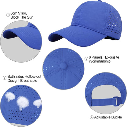Enwokran Men Quick Dry Sport Baseball Cap, Athletic Fitted Cap Mesh Adjustable Plain Hat Running Trucker Hat for Women
