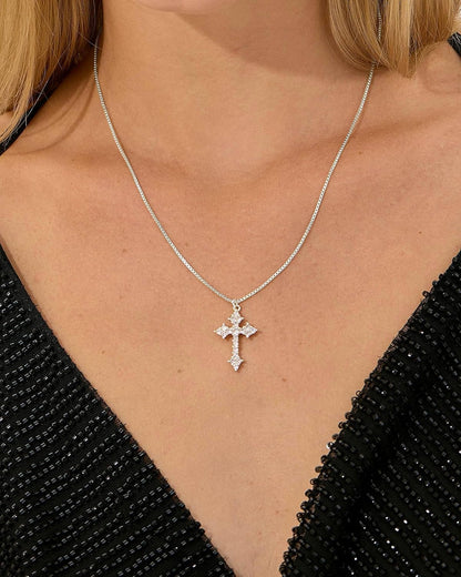 Cross Necklace for Women - 14K Gold/White Gold Plated Simple Dainty Diamond Cross Pendant Necklace with Cubic Zirconia Jewelry Gift for Her