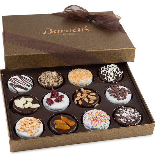 Fathers Day Gift Basket, 12 Gourmet Cookies, Chocolate Candy Biscotti Gift Box, Prime Gifts for Dad Son Grandpa Men, Father’S Snack Food Delivery Ideas, Assorted Cookies Baskets