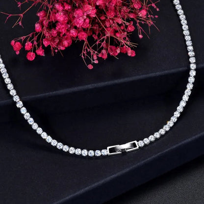 CANDICE Exclusive Design Bridal Jewelry Set with Red Teardrop Stones for Women Wedding CZ Long Tassel Choker Necklace Earrings Sets