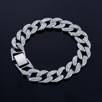 Hot jewelry diamond bracelet stainless steel bracelet Cuban men's gold bracelet platinum bracelet hip hop bracelet