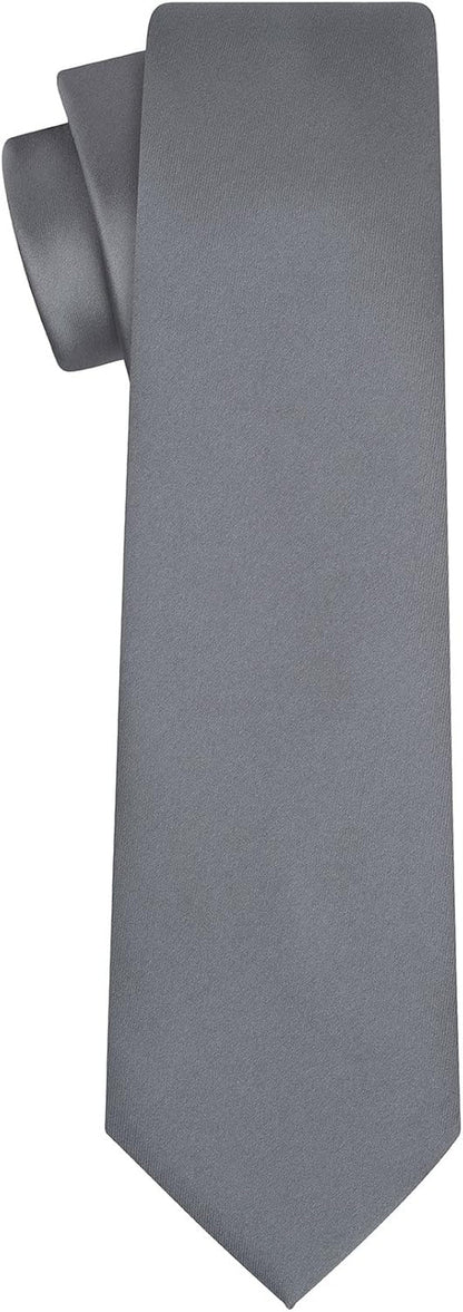 Satin Tie Set Solid Ties Mens Necktie + Pocket Square