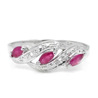 CoLife Jewelry Fashion Silver Ruby Ring for Woman 2.5mm * 5mm Natural Ruby Silver Ring 925 Silver Ruby Jewelry Gift for Wife