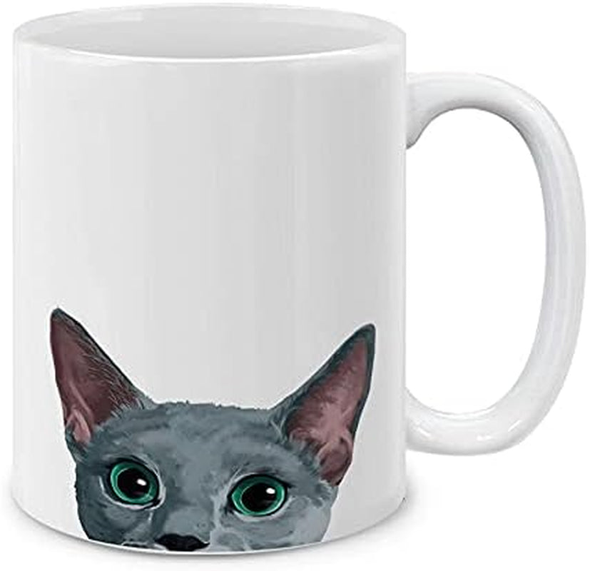 Russian Blue Cat Ceramic Coffee Mug Tea Cup, 11 OZ - WORLD TIME VISITS