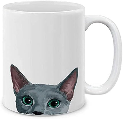 Russian Blue Cat Ceramic Coffee Mug Tea Cup, 11 OZ - WORLD TIME VISITS