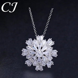 CANDICE Elegant Big Snowflake Pendant Necklace Inlay Luxury Quality Multi Cut CZ Diamond Women Banquet Jewelry With Silver Plating