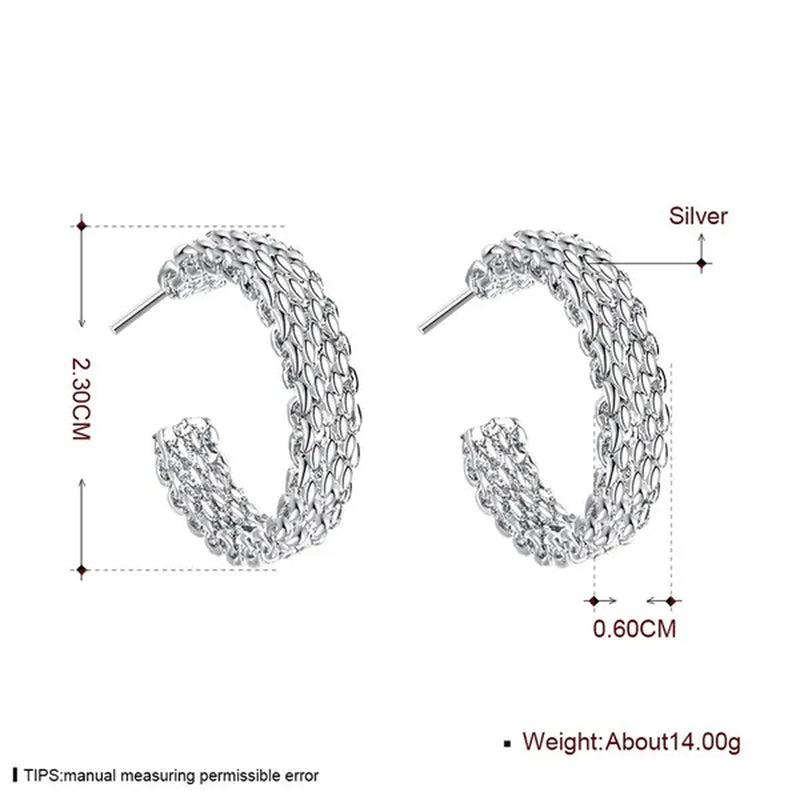 Fashion 925 Sterling Silver Earring for Women Round Stud Earring Christmas Gift Party Wedding Jewelry Gifts