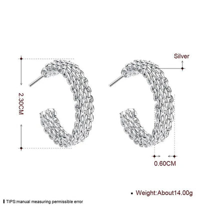 Fashion 925 Sterling Silver Earring for Women Round Stud Earring Christmas Gift Party Wedding Jewelry Gifts