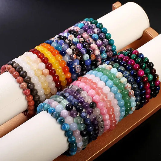 43 Style New 8MM Natural Stone Bracelet / Apatite / Agate /Amethyst /Watermelon /Rose Quartz /Morgan Stone/Malachite/Tiger Eye Fashion Bracelet Unisex - WORLD TIME VISITS