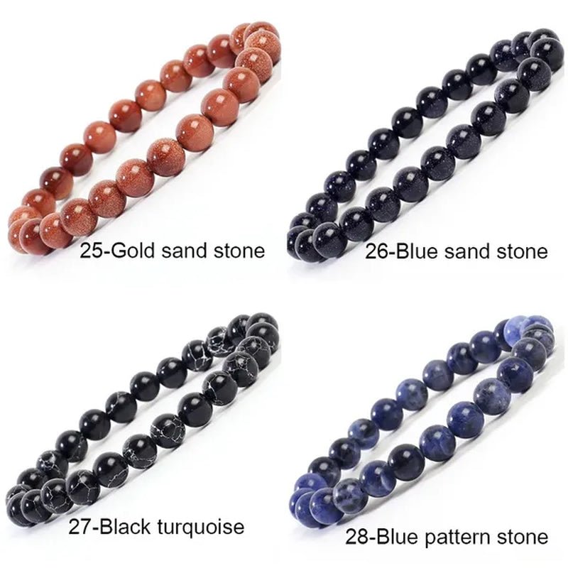 43 Style New 8MM Natural Stone Bracelet / Apatite / Agate /Amethyst /Watermelon /Rose Quartz /Morgan Stone/Malachite/Tiger Eye Fashion Bracelet Unisex