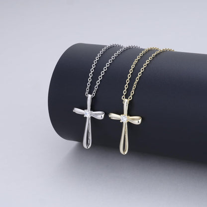 Dainty 925 Sterling Silver Cross Necklace for Women, Christian Confirmation Necklace
