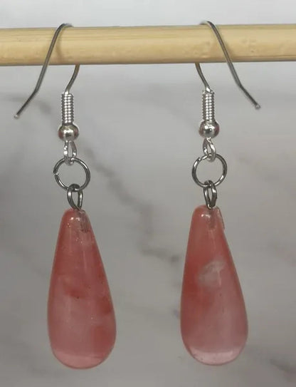 1Pair Option 29X10MM Water Drop Amethyst Clear Quartz Lapis Lazuli Turquoise Rose Quartz Opal Tiger Eye Drop Earrings