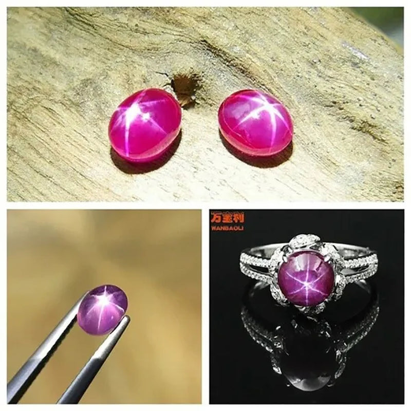 9x11mm NATURAL RUBY STAR SAPPHIRE 1 BUDS OVAL CABOCHON RING SIZE LOOSE GEMSTONE