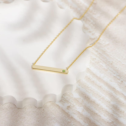 14K Gold Plated Crystal Birthstone Bar Necklace | Dainty Necklace | Gold Necklaces for Women |