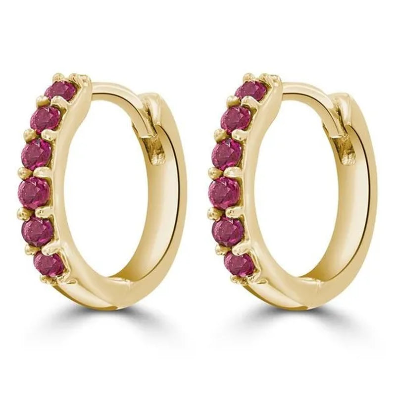 Majesty Diamonds MDR210152 0.25 CTW round Red Ruby Huggie Earrings in 14K Yellow Gold - WORLD TIME VISITS