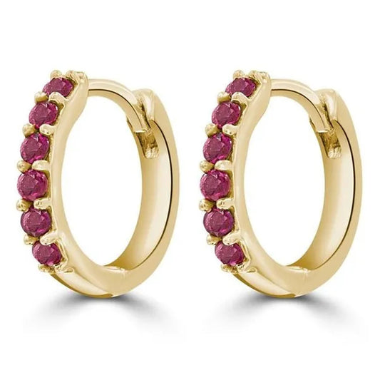 Majesty Diamonds MDR210152 0.25 CTW round Red Ruby Huggie Earrings in 14K Yellow Gold - WORLD TIME VISITS