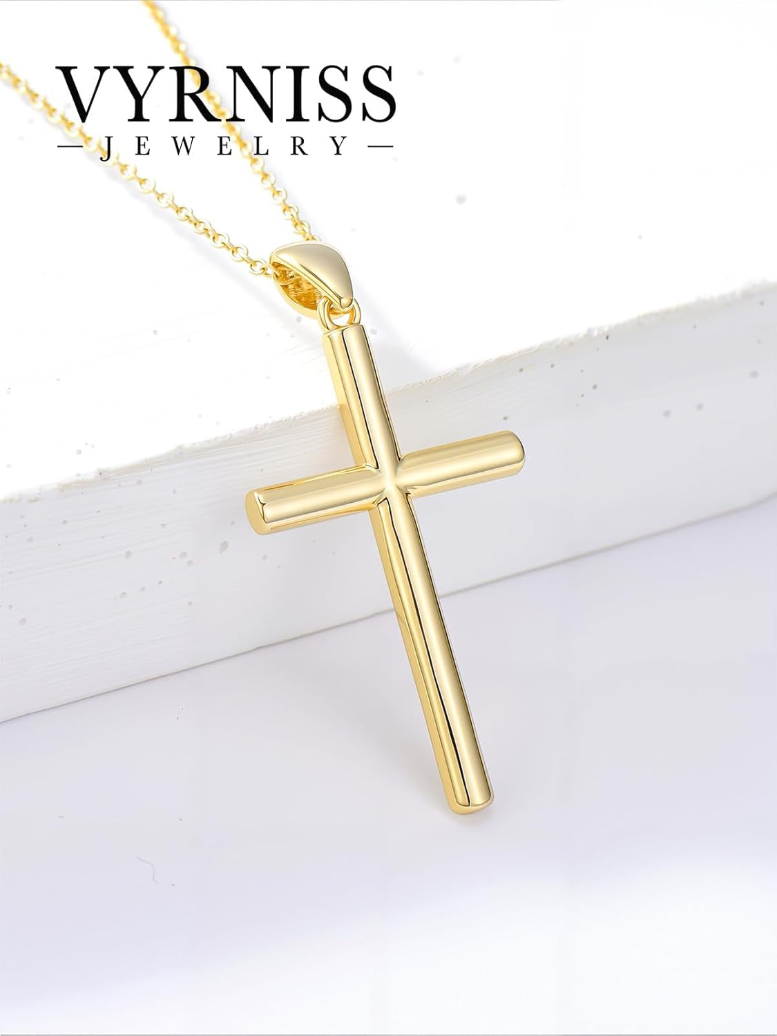 18K Gold Cross Pendant for Women Gold Cross Necklace 18K Gold Jewelry Religious Gift