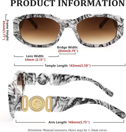 Retro Trendy Rectangle Sunglasses Women Men Vintage 90S Small Narrow Square Sunglasses B2322
