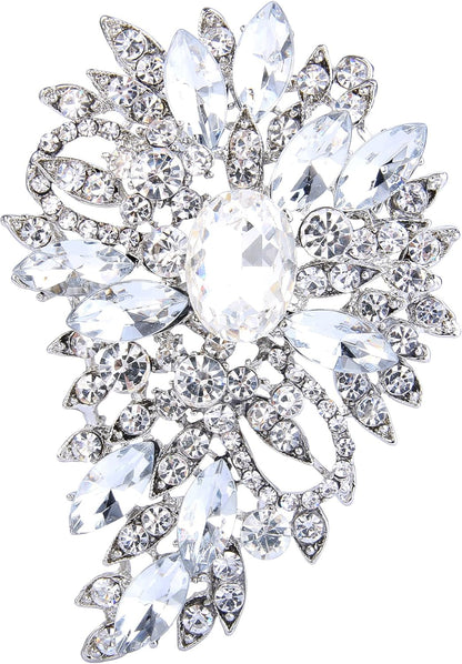 Women'S Austrian Crystal Wedding Flower Leaf Bouquet Brooch - WORLD TIME VISITS