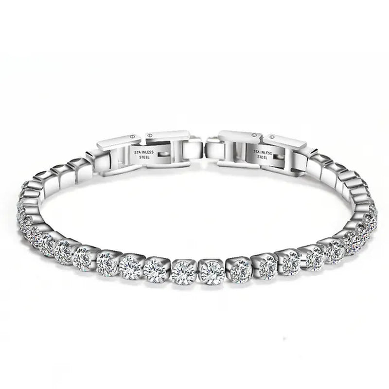 Stainless Steel Bracelets Fashion Gold Silver Color Trendy Women Bracelets Brief Grade Quality Zircon Tennis Chain Bracelets