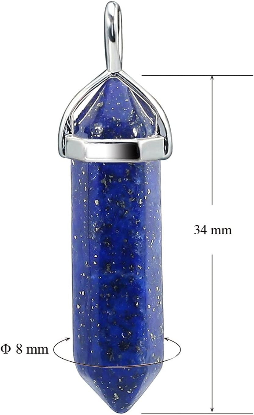 Crystal Necklaces for Women Crystal Pendant Gemstone Necklace for Spiritual Energy Healing Hexagonal Pendant Divination for Men (18 Inches Stainless Chain)