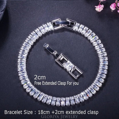 Gloriya Brand Gorgeous Top Grade Jewelry Sparkly CZ Crystal  Elegant Tennis Bracelet for Brides Wedding Party Gift