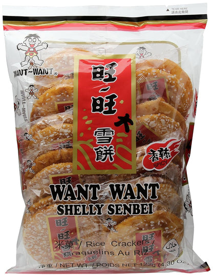 Rice Crackers, Shelly Senbei Spicy, 5.3 Ounce