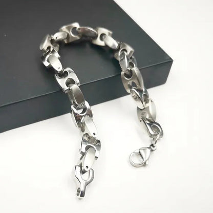 Men'S Bangle 316L Stainless Steel Silver Solid Large Chunky Curb Cuban Link Chain Bracelet Gifts for Men Boys 9Mm 8.5 Inch Heavy