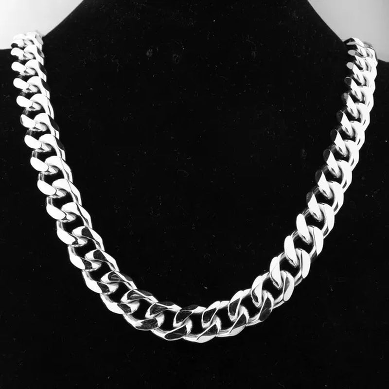 5/7/10/12/15mm Men's and Women's Chain Stainless Steel Silver Cuban Link Curb Chain Necklace or Bracelet