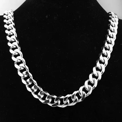 5/7/10/12/15mm Men's and Women's Chain Stainless Steel Silver Cuban Link Curb Chain Necklace or Bracelet