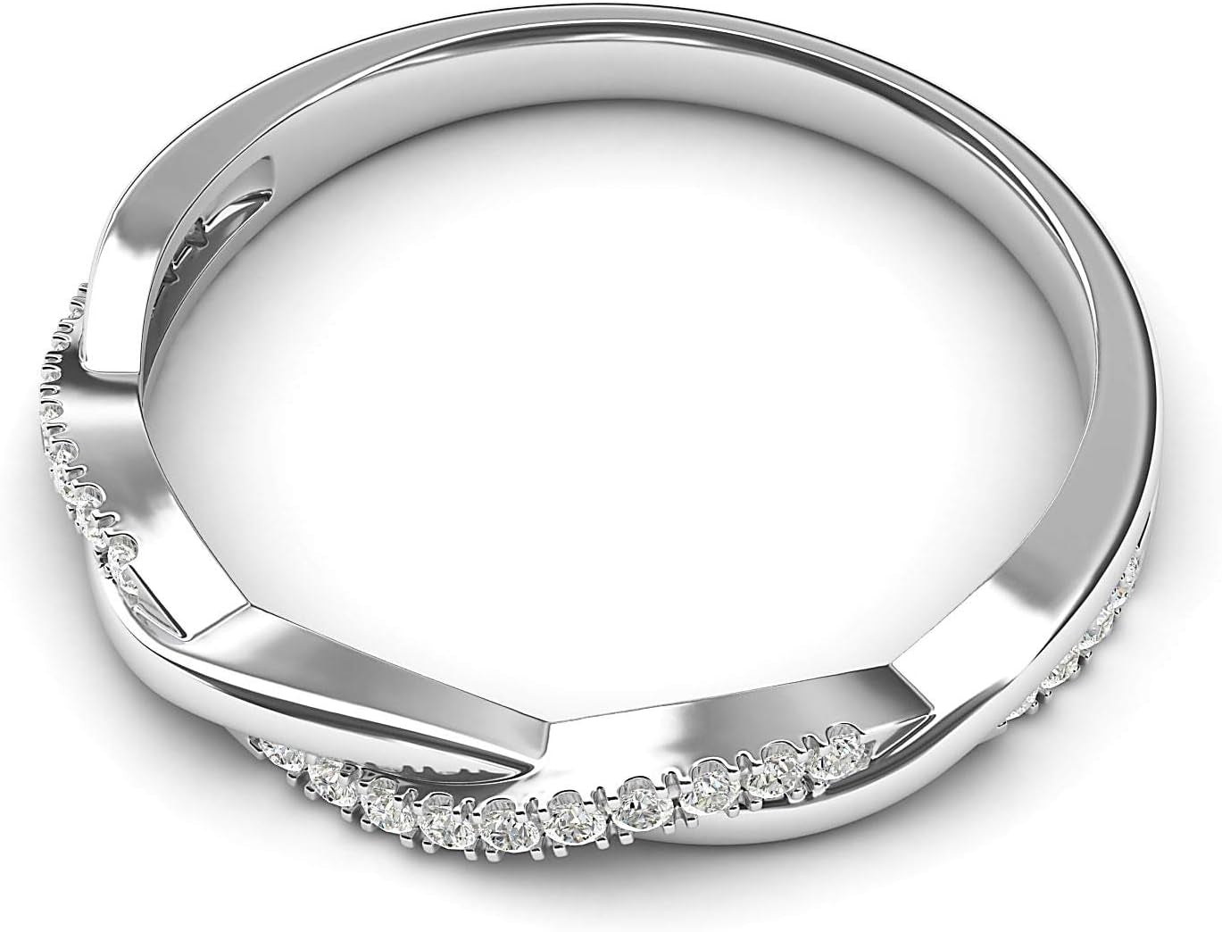14K White Gold 2.5Mm Petite Twisted Vine Simulated Diamond Ring Wedding Band Matching Ring