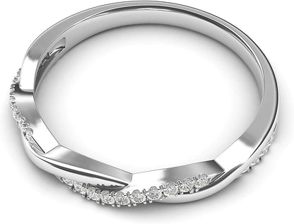 14K White Gold 2.5Mm Petite Twisted Vine Simulated Diamond Ring Wedding Band Matching Ring
