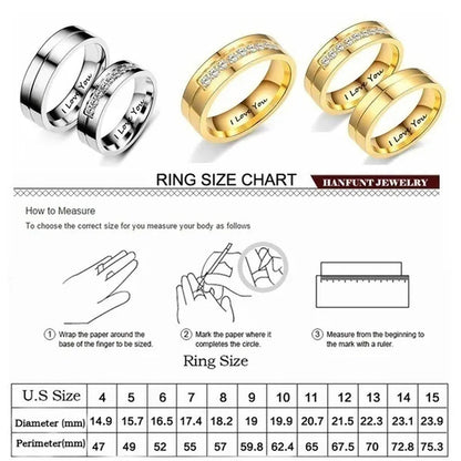 1PC Titanium Steel Love Rings Gold Plated Rings Charming Men Women Wedding Bands