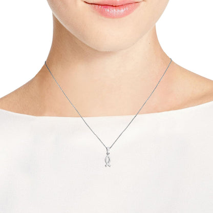 Faithful Christian Fish .925 Sterling Silver Pendant Necklace | Silver Pisces Necklace | Christian Fish Necklace