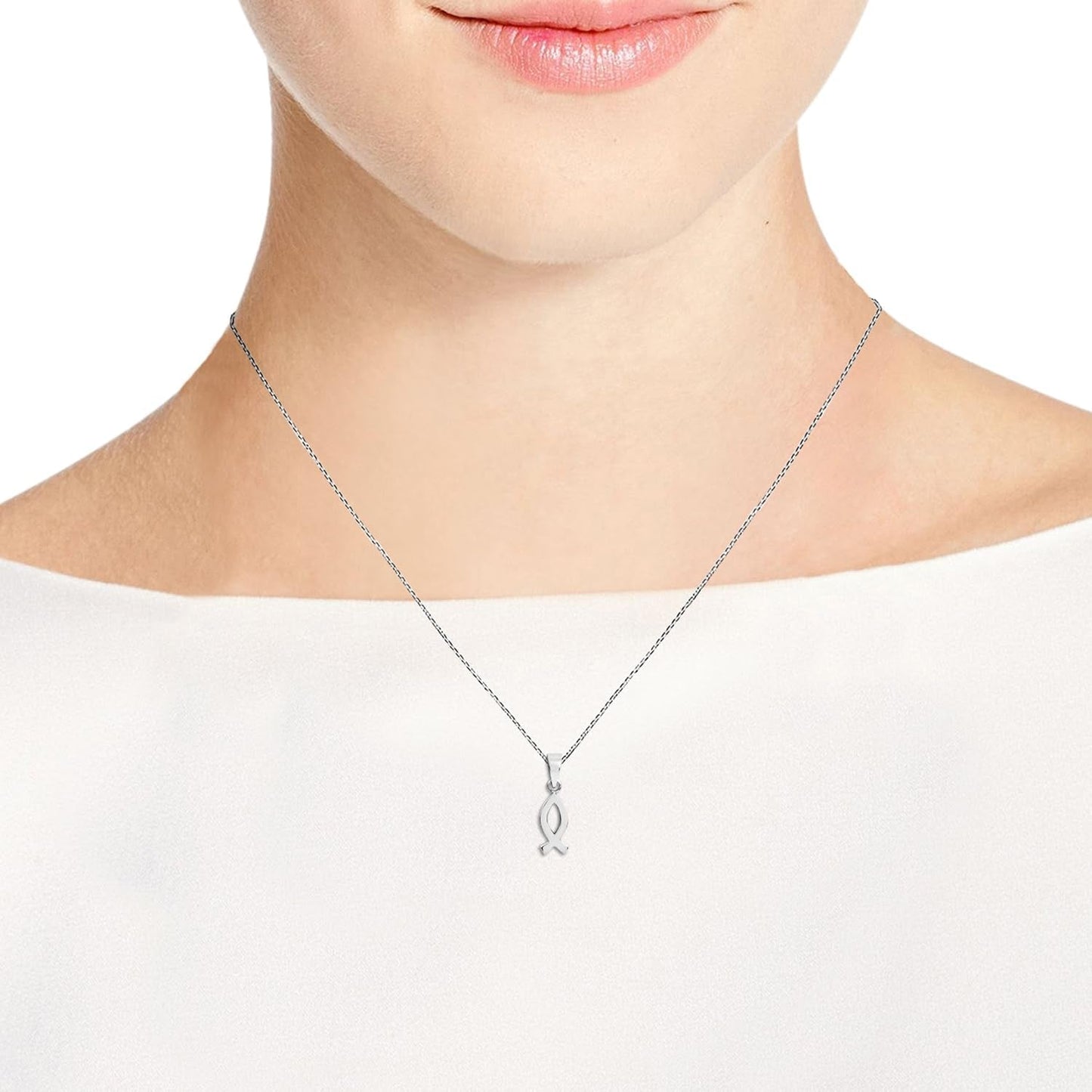 Faithful Christian Fish .925 Sterling Silver Pendant Necklace | Silver Pisces Necklace | Christian Fish Necklace